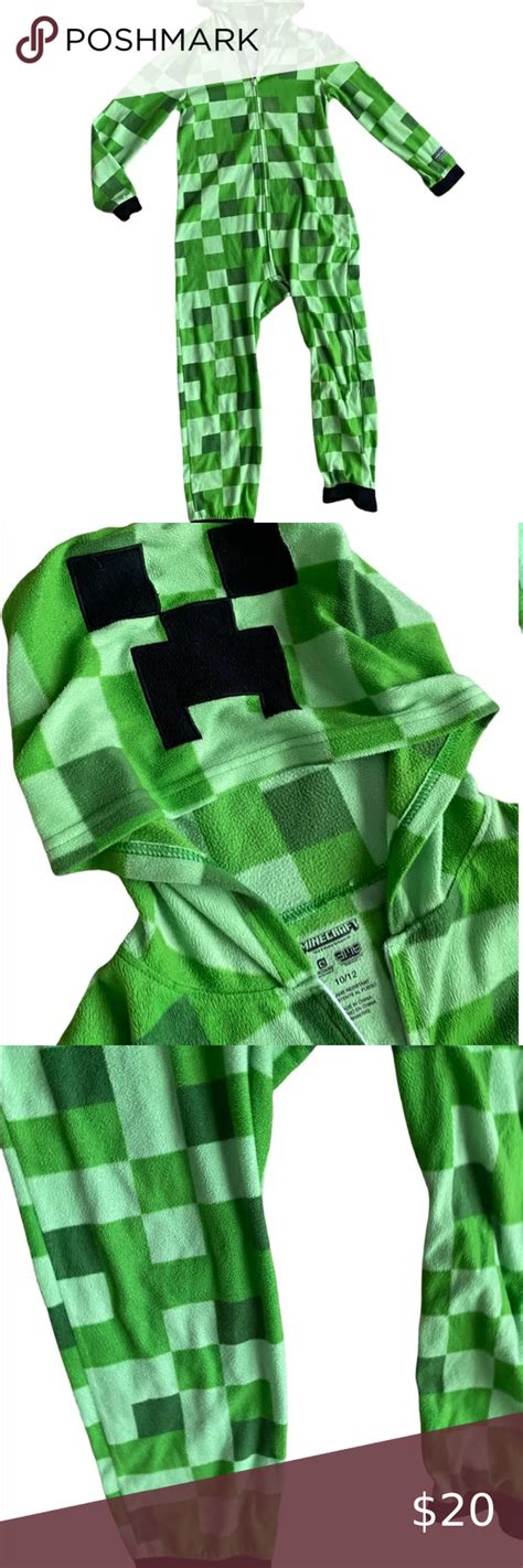 Minecraft Creeper One Piece Pajamas Union Suit Costume Hooded Union