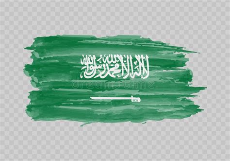 Watercolor Painting Flag Of Saudi Arabia Stock Vector Illustration Of