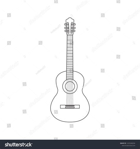 Vector Illustration Outline Guitar Vector Acoustic Stock Vector (Royalty Free) 1223248294 ...