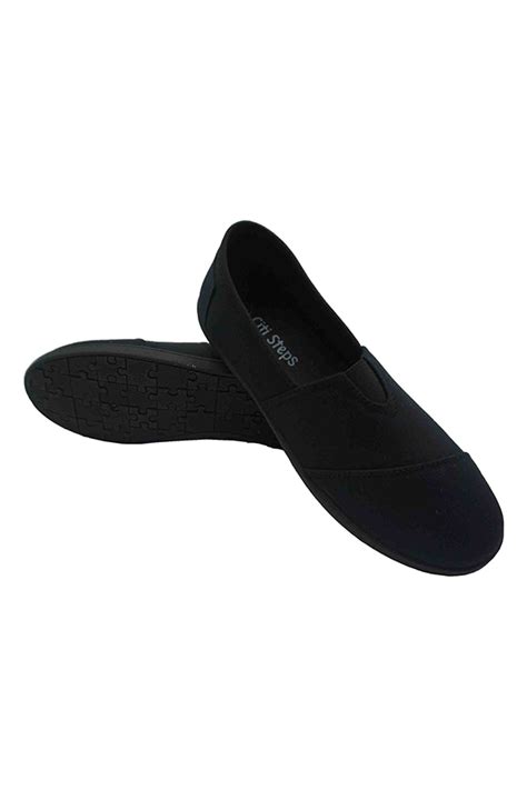 Black Mono Canvas Slip On Citi Trends