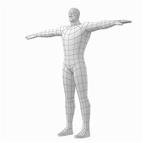 D Model Male Hero Low Poly Base Mesh In T Pose Vr Ar Low Poly