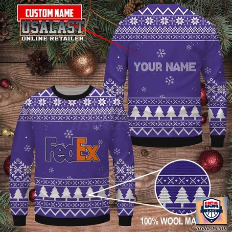 Hot Fedex Christmas Tree Custom Name Ugly Sweater Jumper