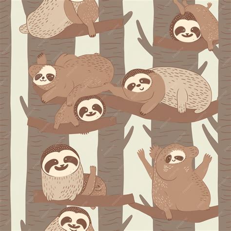 Premium Ai Image A Close Up Of A Group Of Sloths Hanging From A Tree Generative Ai