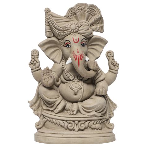 Ksi Eco Friendly Handcrafted Religious Idol Ganeshaganesh Ganpati Visarjan Mitti Wale Ganesh