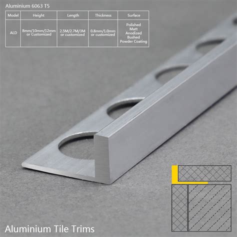 Supply Aluminium L Shape Natural Finish Tile Edging Trim Ald Factory