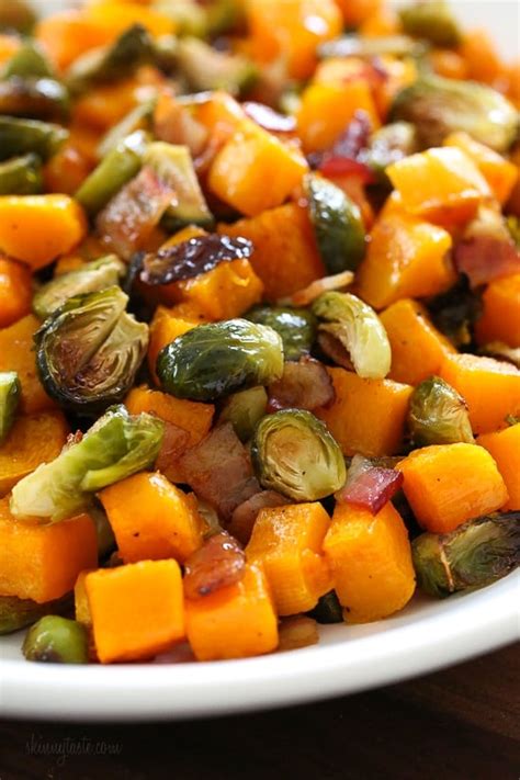 Maple Soy Brussels Sprouts Butternut Squash Skinnytaste