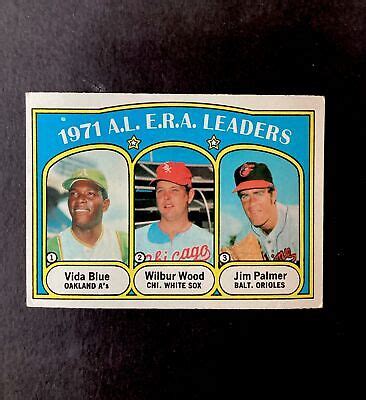 1972 Topps Baseball 92 AL ERA Leaders Jim Palmer Vida Blue HOF EX