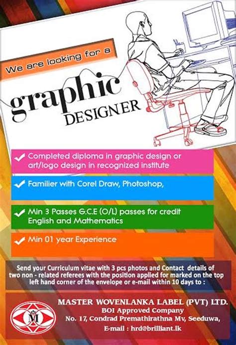 Vacancy For A Graphic Designer At Master Wovenlanka Label Pvt Ltd