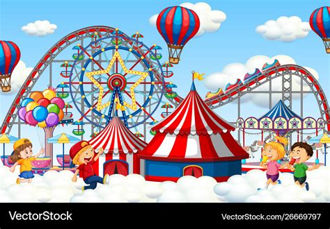 An Outdoor Funfair Scene Royalty Free Vector Image