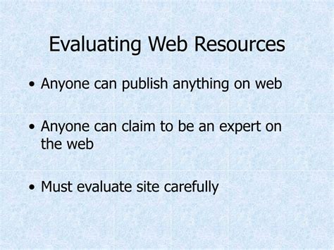 Ppt Evaluating Web Resources Powerpoint Presentation Free Download