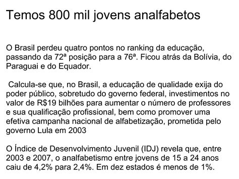 Analfabetismo No Brasil Ppt