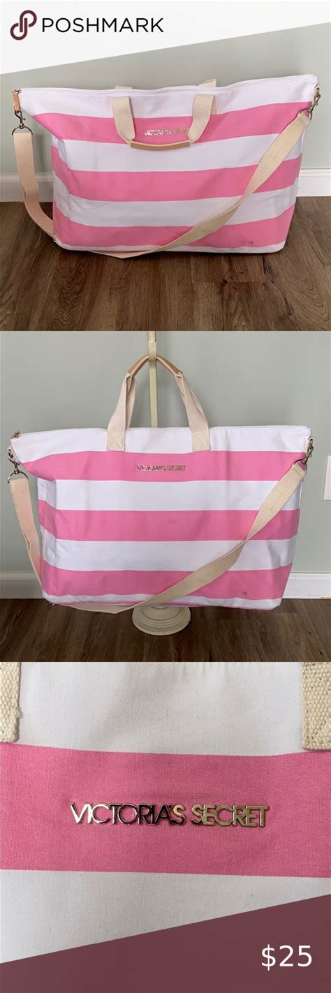 Victorias Secret Pink And White Striped Weekender Secret Pink Weekender Tote Bag Victorias