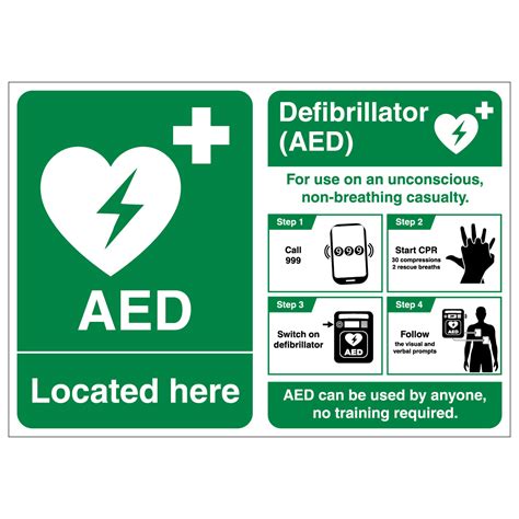 Aed Located Here Defibrillator Poster Safetysigns Less