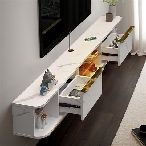 Pmnianhua Floating TV Stand With 2 LED Lights 78 Floating TV Shelf