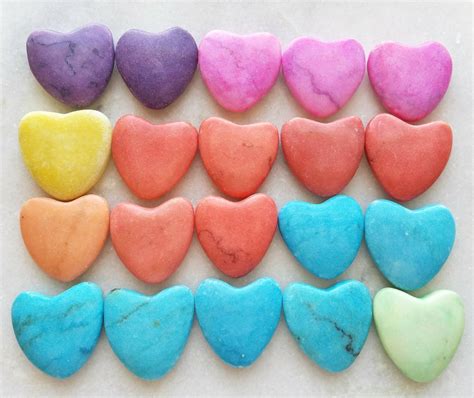 Heart Rocks Dyed Stone Heart Pocket Stones Heart Shaped Etsy