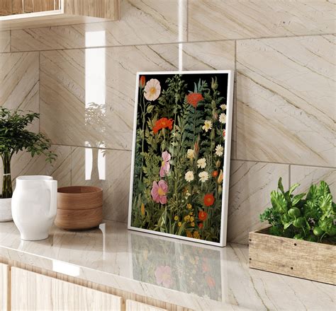 Dunkle Blumen Malerei Antik Stil Wand Kunst DRUCKBARE Botanische