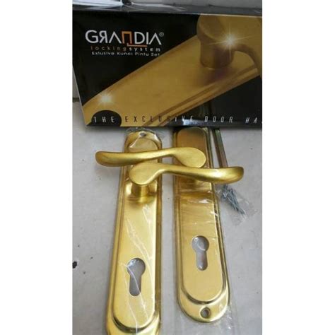 Jual Handle Pintu Rumah Kunci Pintu Grandia 1 Set Warna Kuning