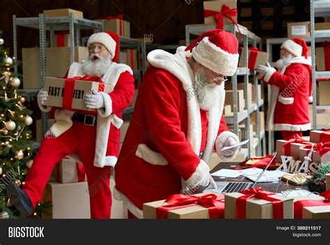 Many Busy Santa Image And Photo Free Trial Bigstock