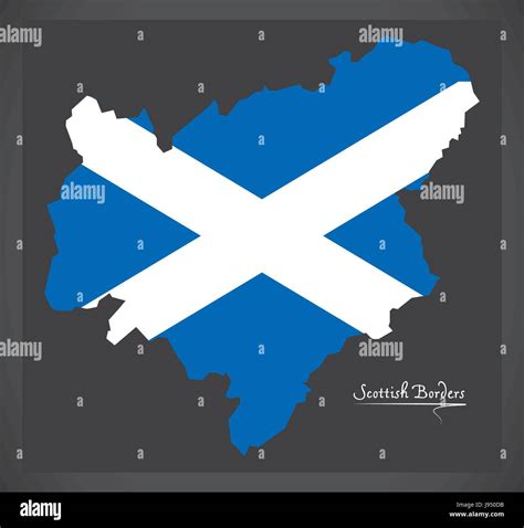 Scottish Borders map with Scottish national flag illustration Stock ...