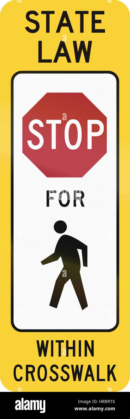 United States MUTCD crosswalk road sign - Stop for pedestrians Stock ...