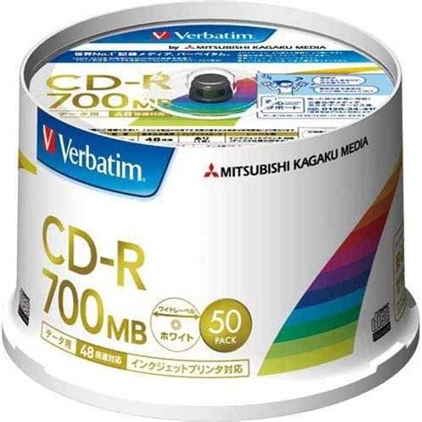 Cd R 50枚 おすすめ 三菱化学メディア Verbatim Cd R データ用 50枚スピンドル 48倍速対応 Sr80fp50v2