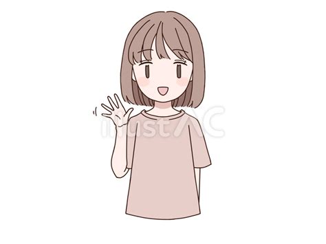 手を振る女の子イラスト No 24474476｜無料イラスト・フリー素材なら「イラストac」