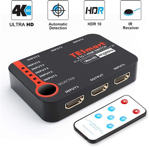 Tesmart 5 Way Hdmi Switch 4k At 60hz 5x1 Hdmi Uk Electronics