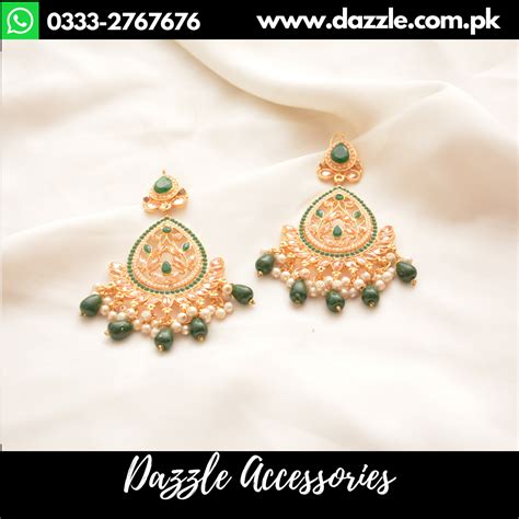 Traditional green pearl earrings - Dazzle Accessories