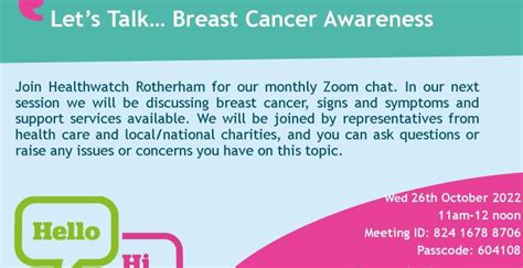 Lets Talk Breast Cancer Awareness Event Write Up Healthwatch Rotherham