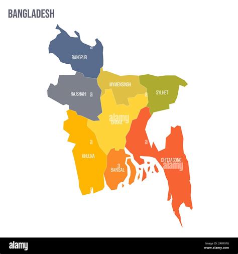 Bangladesh Political Map Of Administrative Divisions Divisions