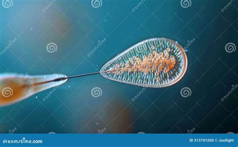 A Microscopic View Of A Nematode Egg Being Trated By A Tiny Needle Showing The Intricate Process