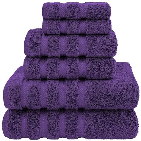 American Soft Linen Purple 6 Piece Turkish Cotton Towel Set 6pc Purple