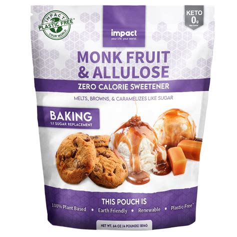 Monk Fruit Allulose Sweetener Lb Bag Zero Calorie Blend Keto