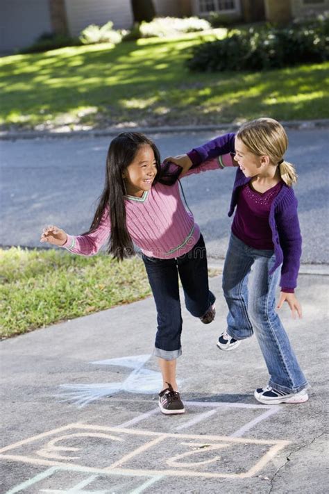 Girls Playing Hopscotch Stock Image Image Of Asian Girls 16753709