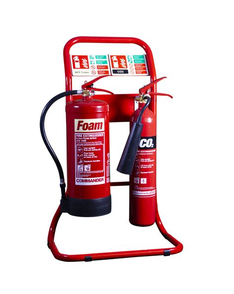 Double Tubular Extinguisher Stand Red Checkfire