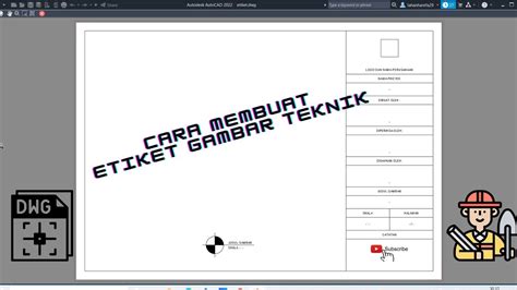 Tutorial Membuat Etiket Gambar Teknik Autocad Youtube