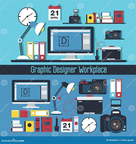 Graphic Designer Workplace Concept Stock Vector Illustration Of