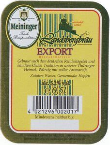 Drink Label Landsbergbräu Export Meininger Privatbrauerei Germany