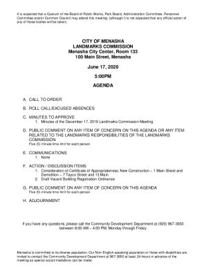 Fillable Online Landmarks Commission City Of Menasha Wi Fax Email