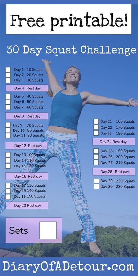 The Best Day Squats Challenge With A Free Printable With Images