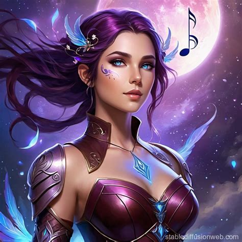 Half-Elf Bard with Musical Note Tattoos | Stable Diffusion Online