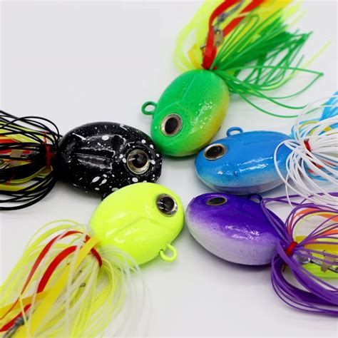 80g Deep Sea Jigging Metal Slow Jig Head With Rubber Skirts Luminous