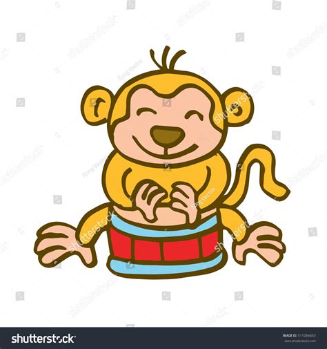 Monkey Playing Drum Cartoon Vector Stock Vector Royalty Free