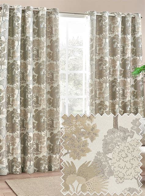 Wylder Nature Natural Woodlands Floral Jacquard Eyelet Curtains Home