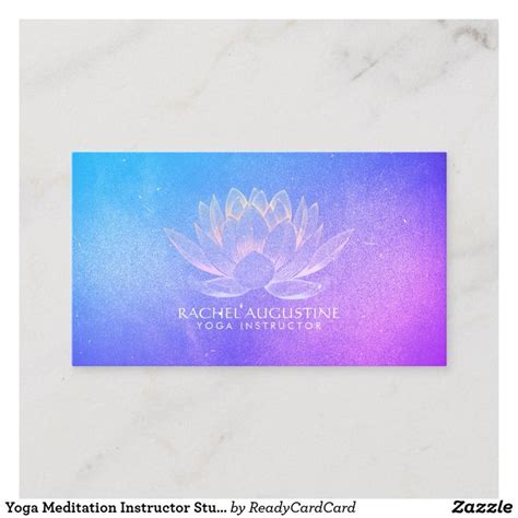 Yoga Meditation Instructor Studio Blue Gold Lotus Business Card