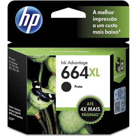 Cartucho De Tinta HP 664XL Preto Original F6V31AB Para HP DeskJet Ink