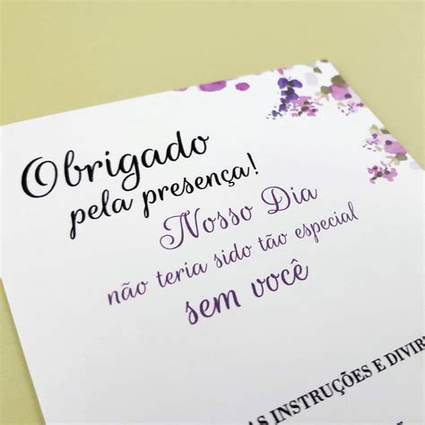 Cart O Obrigado Pela Presen A Casamento Floral Lil S Y