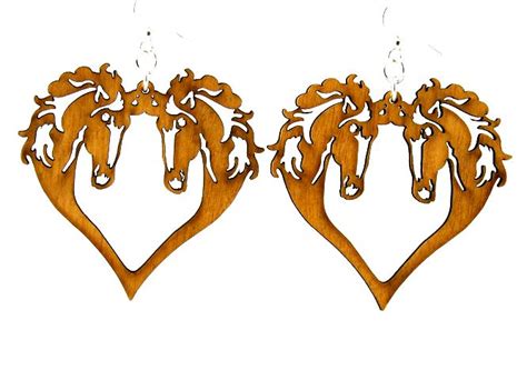 Horse Heart Wood Earrings Made From Eco Friendly Wood