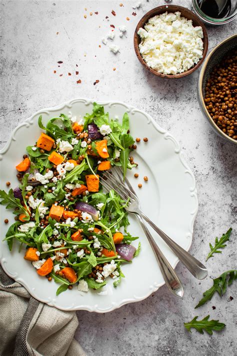 Salade Met Zoete Aardappel Linzen En Feta De Sandwichformule Nl