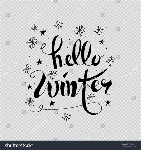 Hello Winter Handlettering Inscription Winter Logos Stock Vector